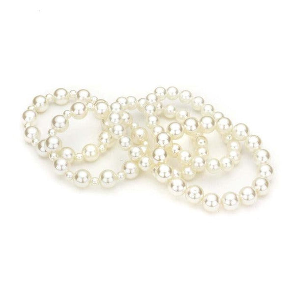 5 Piece Chunky Cream Pearl Stretch Layered Bracelets