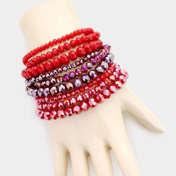Two-tone Love You Square Spinner Red Christmas Bead Bracelet 