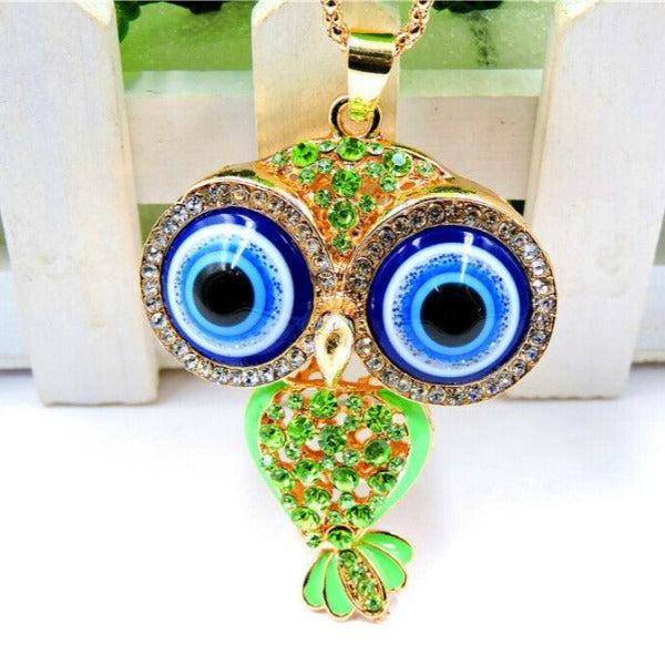 Betsey Johnson Owl Green Crystal Rhinestones Gold Necklace – SPARKLE ARMAND