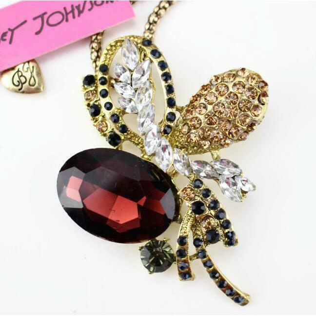 Betsey Johnson Retro Rhinestone Pendant Necklace-Necklace-SPARKLE ARMAND