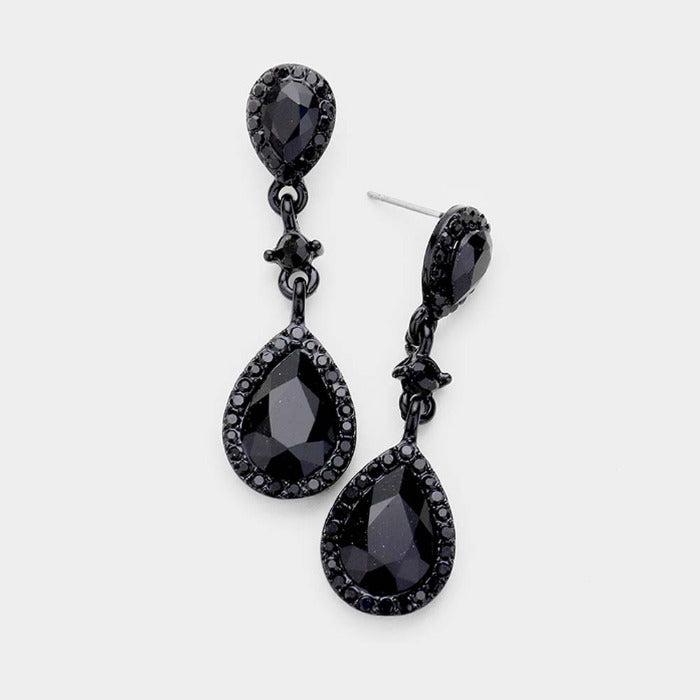 Large Black Pave CZ Oval Inside Out Hoops Earrings Prom Black Plated | eBay