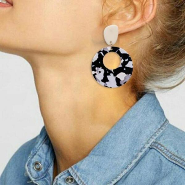 Black & White Retro Acetate Earrings-Earring-SPARKLE ARMAND