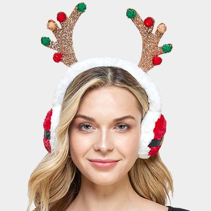 Christmas Reindeer Earmuffs Holiday Sparkle Armand