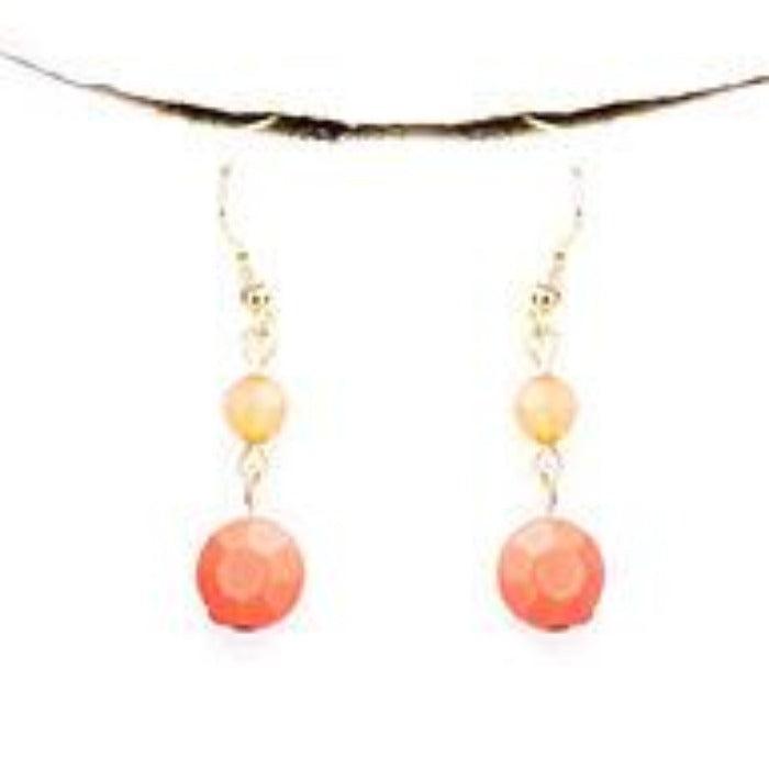 Faceted Coral Round Lucite Beaded Necklace Set by V Foxy Collection