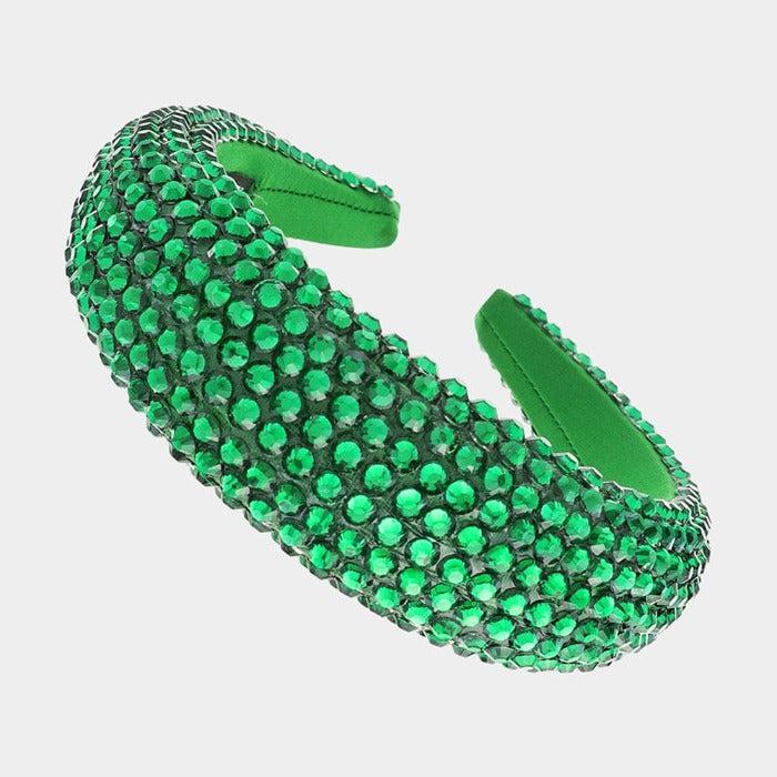 Green Faceted Bead Padded Headband