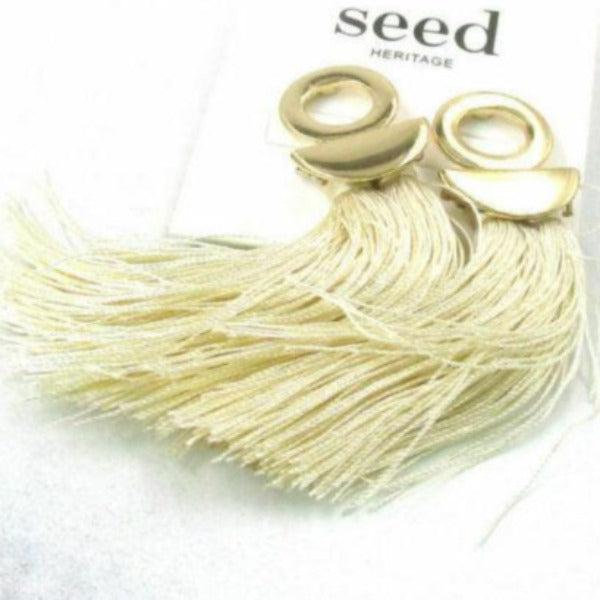 Ivory Bohemian Boho Long Tassel Fringe Earrings by seed HERITAGE-Earring-SPARKLE ARMAND