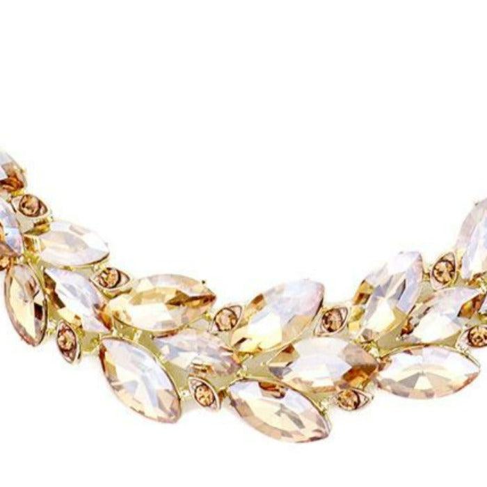 Lt. Topaz Crystal Marquise Statement Vine Necklace Set