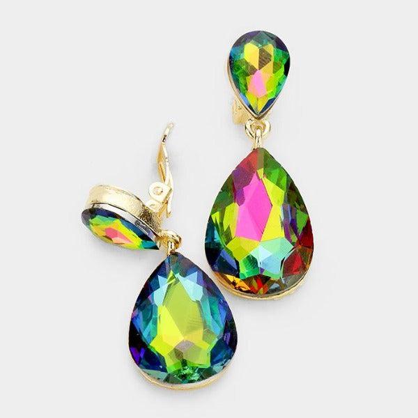 Miro Oil Spill Crystal Clip-On Earrings