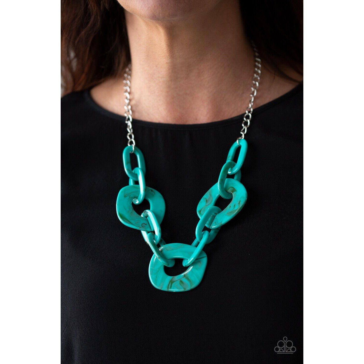 Paparazzi Courageously Chromatic Blue Necklace & Earrings Set