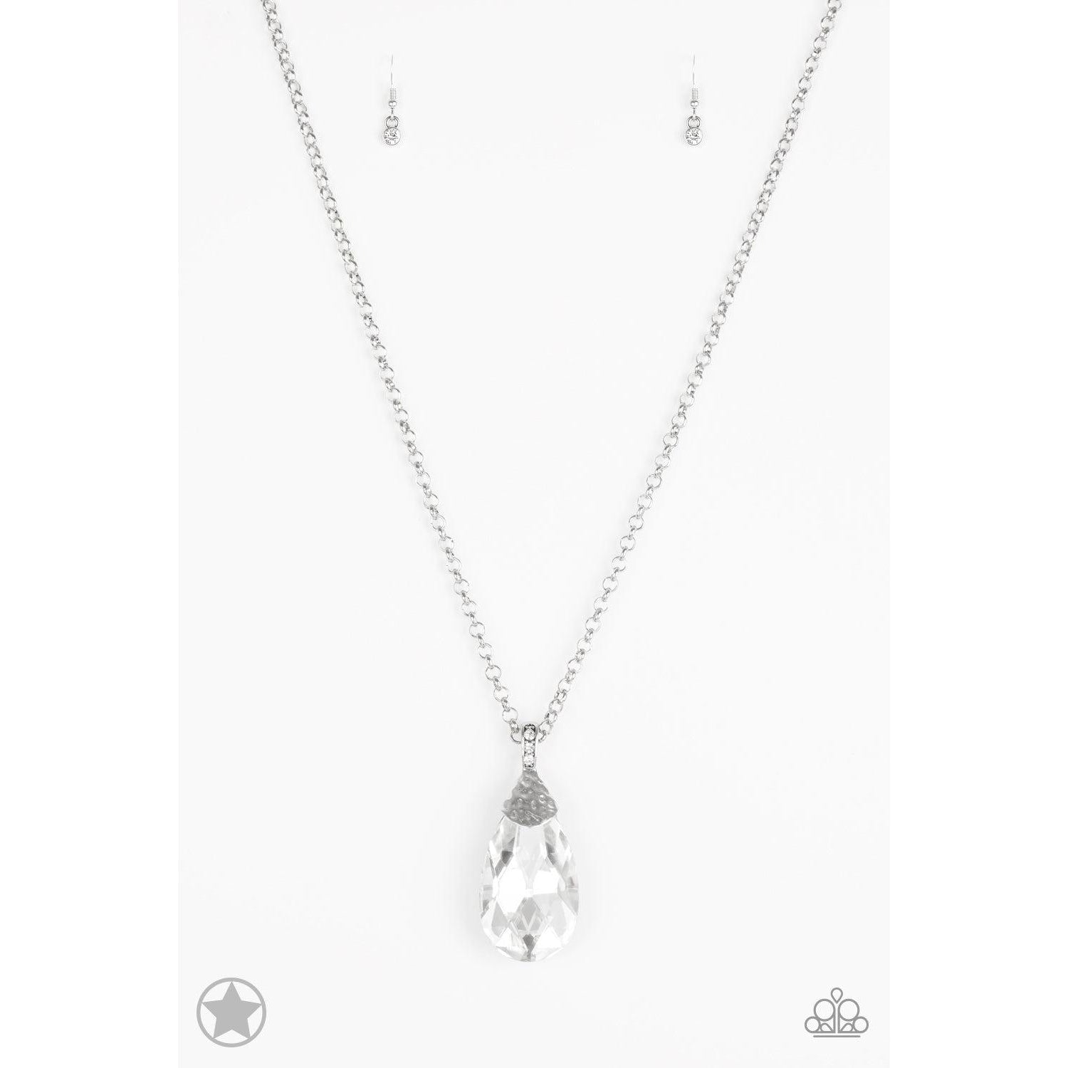 Paparazzi Spellbinding Sparkle White Necklace & Earrings Set-Necklace-SPARKLE ARMAND