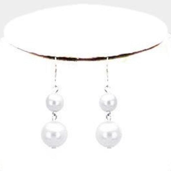  5 Strand White Pearl (faux) Necklace & Earring Set by core