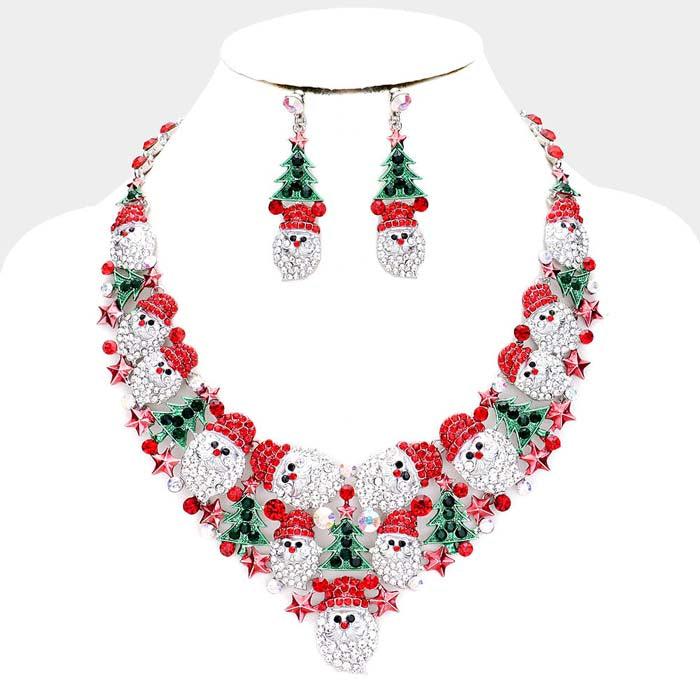 Santa Claus Christmas Rhinestone Collar Evening Necklace