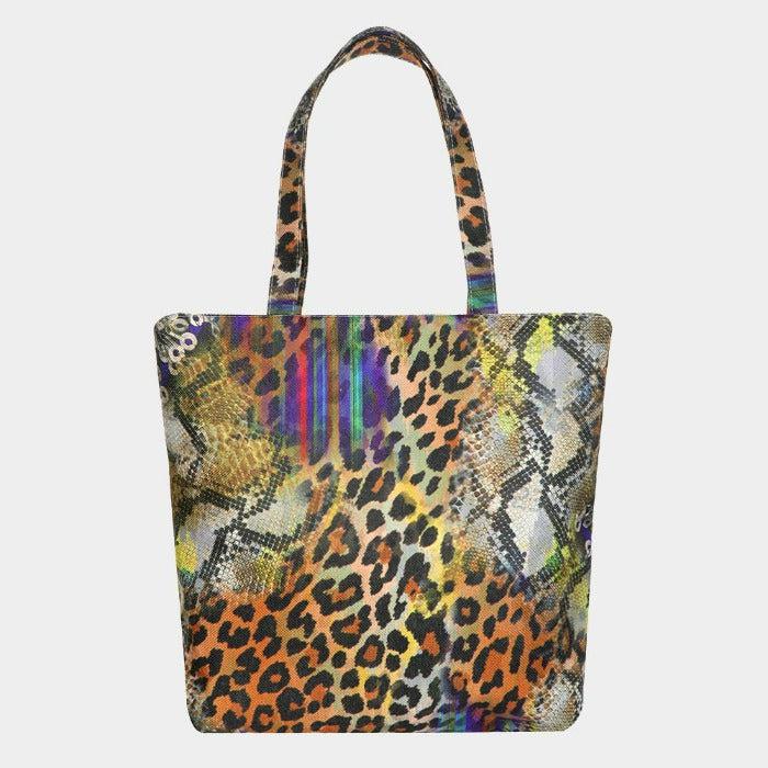 Serape Leopard Snake Patterned Tote Bag