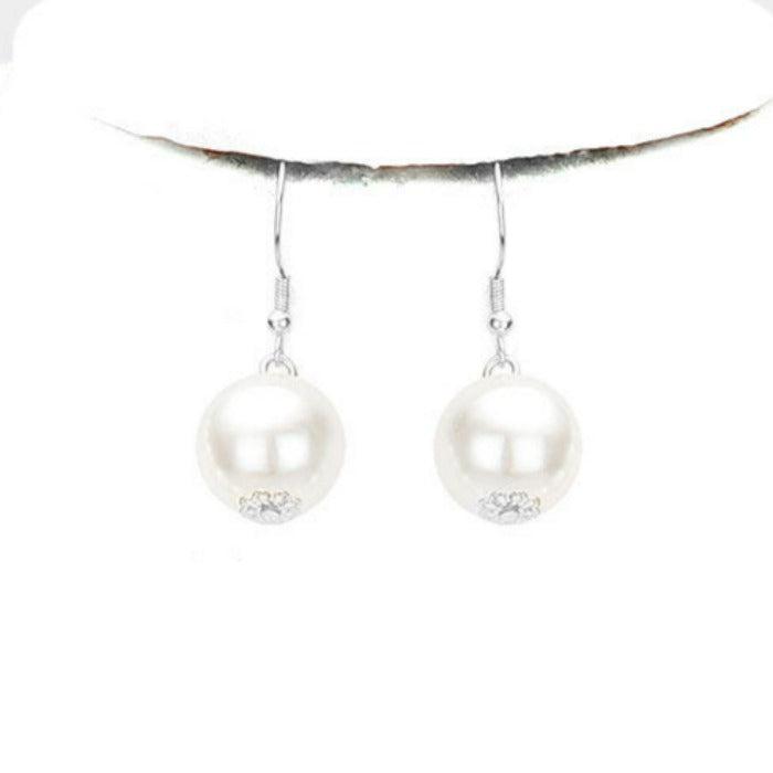 White Faux Pearl Necklace & Earring Set